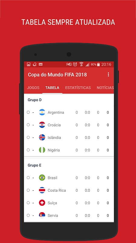 Copa do Mundo 2018: Tabela dos APK برای دانلود اندروید