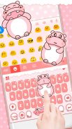 Pink Cute Hippo Temă screenshot 0