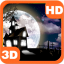 Haunted House Full Moon Bats Icon