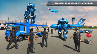 पुलिस रोबोट कार गेम - पुलिस विमान परिवहन screenshot 2