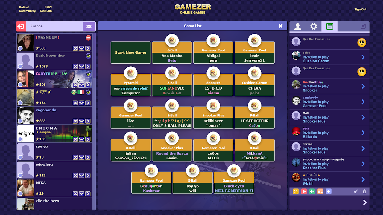GameZer  Billiards Online Games