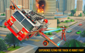 Flying Firefighter Truck Transform Robot Games screenshot 7