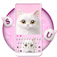 Tema Keyboard Cute White Cat screenshot 4