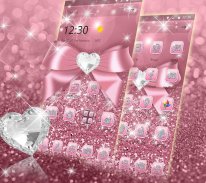 Rose Gold Shiny Diamond Pink Bow Glitter Theme screenshot 7