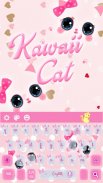 Cute Kawaii Kitty Pink Bow Keyboard Theme screenshot 3