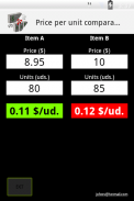 Price per unit Comparison screenshot 1