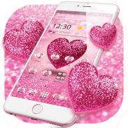 Pink Glitter Love Heart Theme screenshot 5