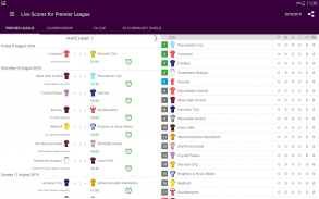 Live Scores for Premier League screenshot 0