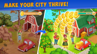 动画城市 2：农业和城市. 农场到城镇。 建造你的家，房子，装饰城市。 梦想在快乐的农场 screenshot 0