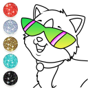 Cute Kitty Coloring Glitter Icon