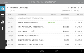 Cy-Fair FCU Mobile Banking screenshot 1