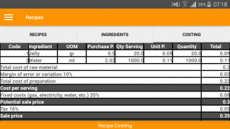 Costo delle ricette screenshot 3