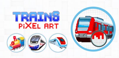 Trains Pixel Art Coloring Book