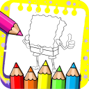 Coloring sponge and Cartoons Icon