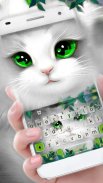 White Cute Cat Keyboard Theme screenshot 3