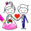 Bride And Groom Wedding Coloring Pages Game Icon