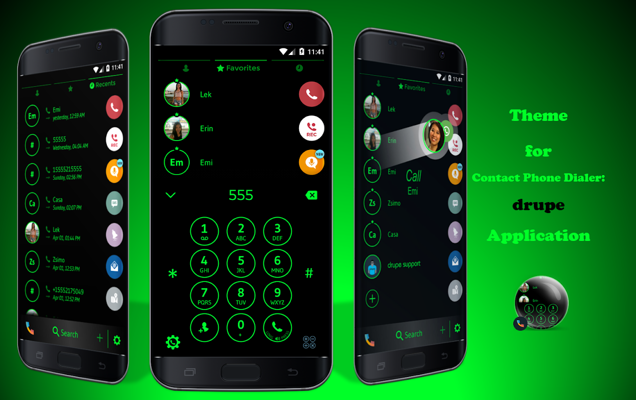 Black Green Phone Dialer Theme - Загрузить APK для Android | Aptoide