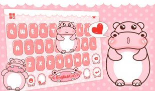 Pink Cute Hippo Temă screenshot 1