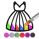 Glitter dress coloring and drawing book for Kids
