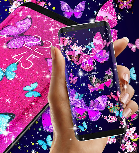 Download Butterflies Glittery Barbie Wallpaper