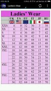 Clothes Size Chart Converter screenshot 1