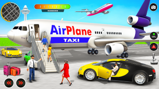 Flying Car Yellow Cab City Taxi Driving Games screenshot 2