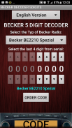 Becker 5Digit Radio Code screenshot 1