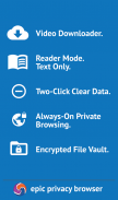 Epic Privacy Browser: AdBlock, almacén, VPN gratis screenshot 0