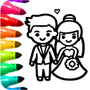 Princess Wedding Coloring Game Icon