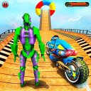 Speed Robot Hero Mega Ramp Bike Stunts