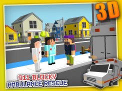 Blocky 911 एम्बुलेंस बचाव 3D screenshot 2