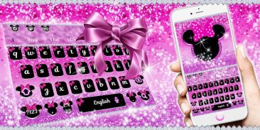 Cute Minny Pink Bowknot Keyboard Theme screenshot 2