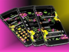 SMS Messages Glass Black Flower Theme screenshot 6