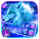 Cyan Neon Wolf Keyboard Icon