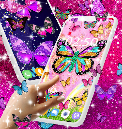 Download Butterflies Glittery Barbie Wallpaper