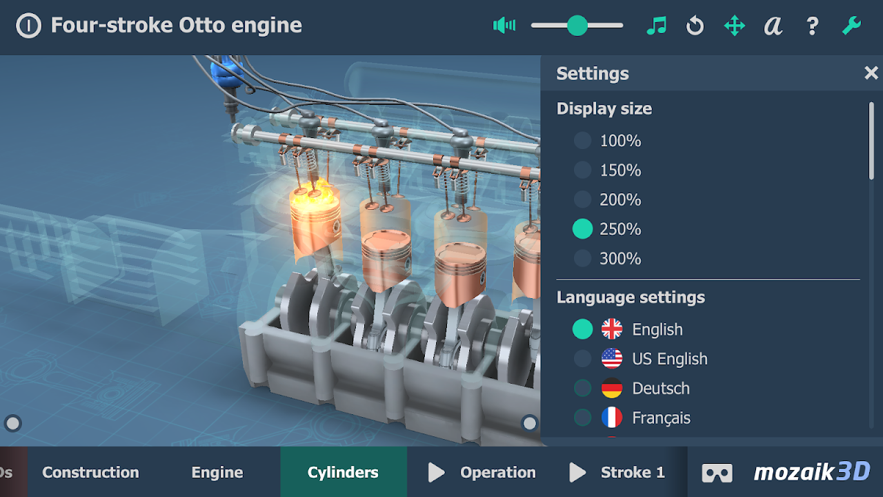 Four-stroke Otto engine - 3D scene - Mozaik Digital Education and Learning