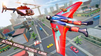 Flying Jetpack Hero Crime Simulateur de chasse 3D screenshot 0
