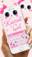 Cute Kawaii Kitty Pink Bow Keyboard Theme screenshot 1