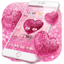 Pink Glitter Love Heart Theme