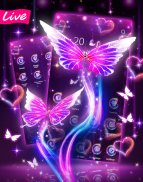 Thème papillon néon 3D lueur screenshot 3