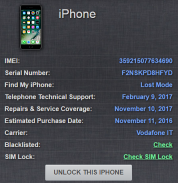 imei info iphone screenshot 1