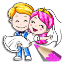 Bride and Groom Coloring book Icon