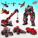 Flying Tractor Robot Transform Icon