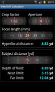 Vink DOF Calculator Lite screenshot 2