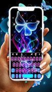 Neon Butterfly Sparkle Tema de teclado screenshot 3