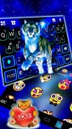 Tema Keyboard Neon Blue Tiger King screenshot 0