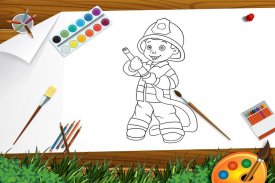 Kinder Färbung Buch Berufe screenshot 2