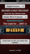 Becker 5Digit Radio Code screenshot 3