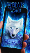 白狼和蓝玫瑰动态壁纸 screenshot 3