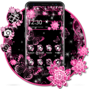 Pink Black Flowers Theme